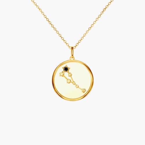 Naszyjnik znak zodiaku byk Savicki: srebrny pozłacany, czarny diament